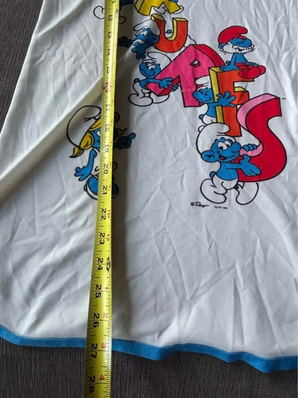 Vintage 1982 The Smurfs Nightgown Girls Large XL 10 12 14 Sleep Shirt 80s Cartoo
